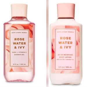 🌹USED 🌹 Bath & Body Works Rose Water & Ivy Body Lotion and Shower Gel Set